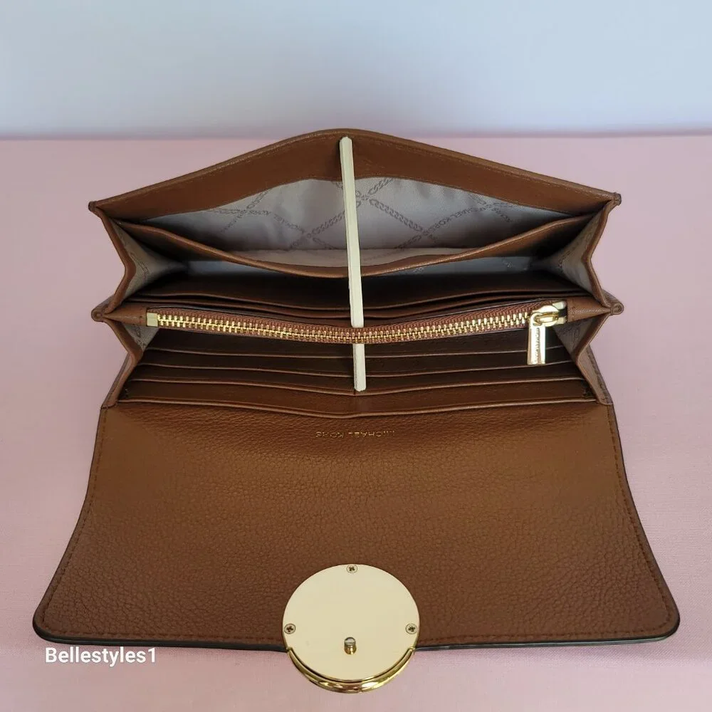 MICHAEL KORS Pebbled Leather Flap Large Wallet-Luggage color. PRE-OWNED/USED.⭐ - Picture 14 of 16